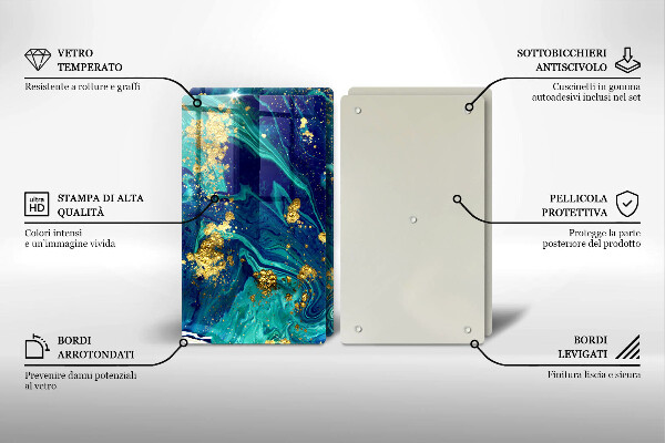 Kuchynská doska veľká zo skla Abstrakcia so zlatom