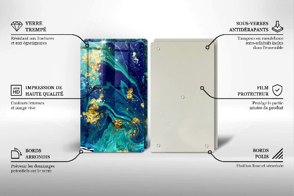 Kuchynská doska veľká zo skla Abstrakcia so zlatom