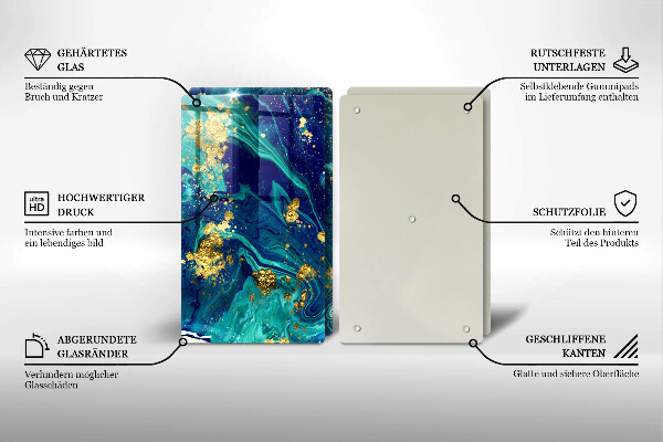 Kuchynská doska veľká zo skla Abstrakcia so zlatom