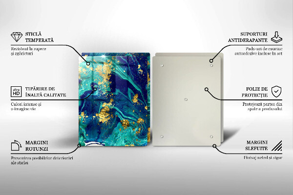 Kuchynská doska veľká zo skla Abstrakcia so zlatom