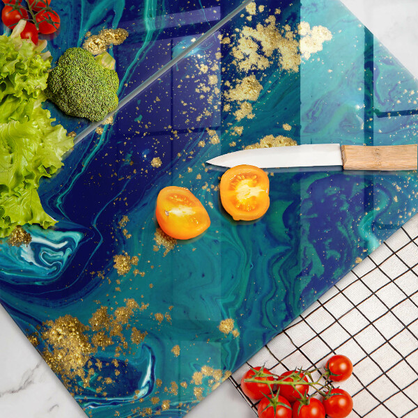 Kuchynská doska veľká zo skla Abstrakcia so zlatom