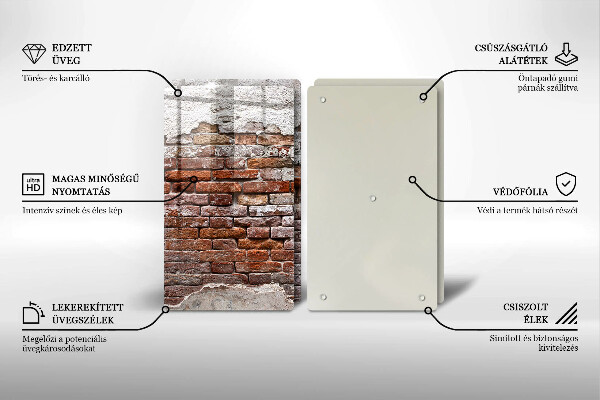 Kuchynská doska veľká zo skla Stará tehlová a betónová stena
