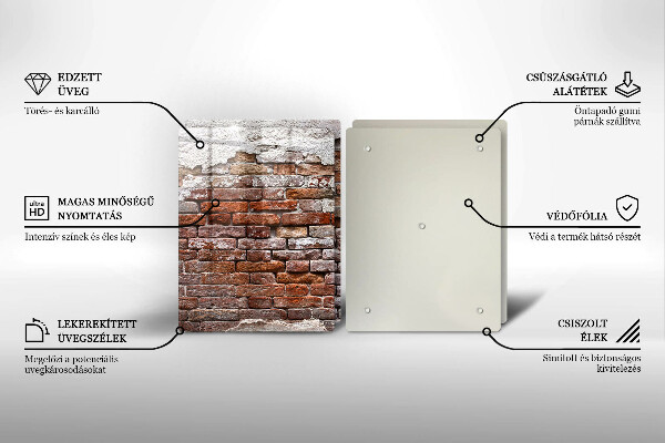 Kuchynská doska veľká zo skla Stará tehlová a betónová stena