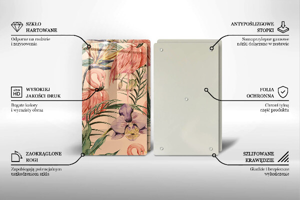 Sklenená doska na krájanie Ilustrácie plameniakov