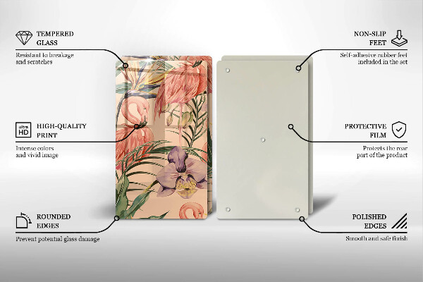 Sklenená doska na krájanie Ilustrácie plameniakov