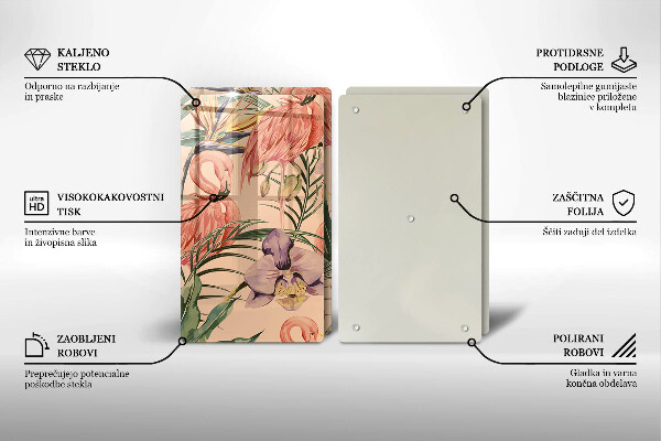 Sklenená doska na krájanie Ilustrácie plameniakov