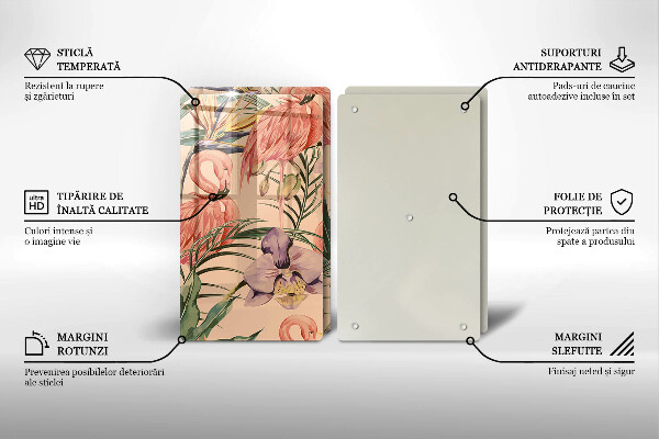 Sklenená doska na krájanie Ilustrácie plameniakov