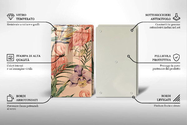 Sklenená doska na krájanie Ilustrácie plameniakov