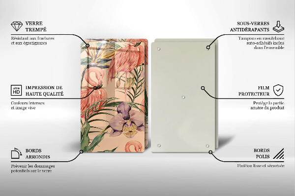 Sklenená doska na krájanie Ilustrácie plameniakov