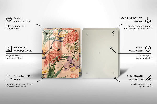 Sklenená doska na krájanie Ilustrácie plameniakov