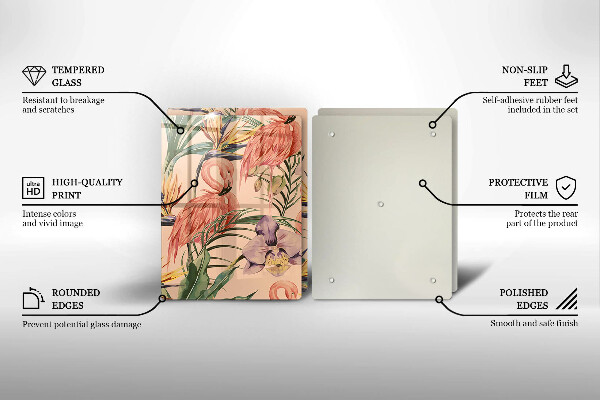 Sklenená doska na krájanie Ilustrácie plameniakov