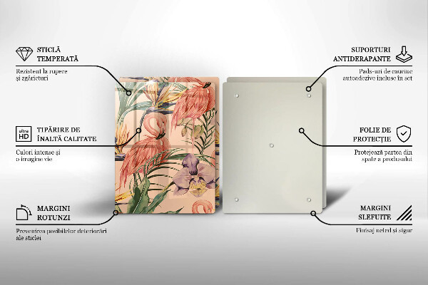 Sklenená doska na krájanie Ilustrácie plameniakov