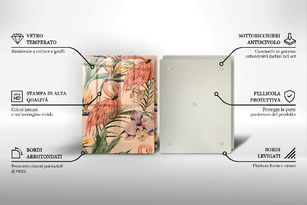 Sklenená doska na krájanie Ilustrácie plameniakov