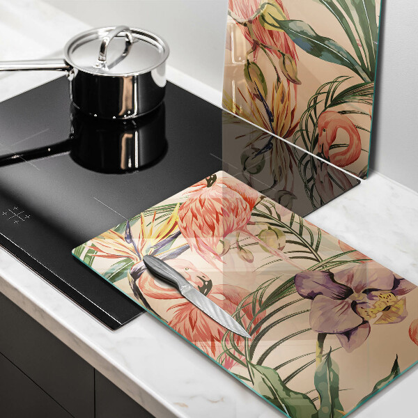 Sklenená doska na krájanie Ilustrácie plameniakov