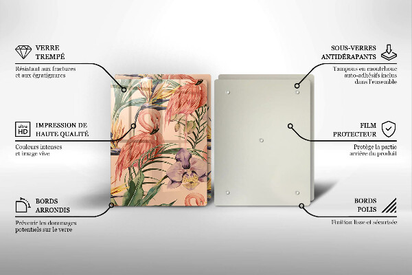 Sklenená doska na krájanie Ilustrácie plameniakov