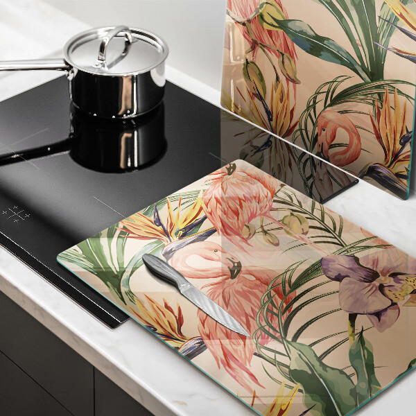 Sklenená doska na krájanie Ilustrácie plameniakov