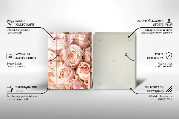 Kuchynská doska veľká zo skla Kytica jemných ruží