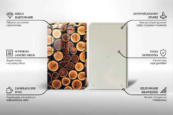 Kuchynská doska veľká zo skla Drevené pne stromov