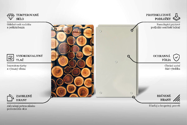 Kuchynská doska veľká zo skla Drevené pne stromov