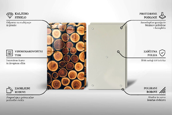 Kuchynská doska veľká zo skla Drevené pne stromov