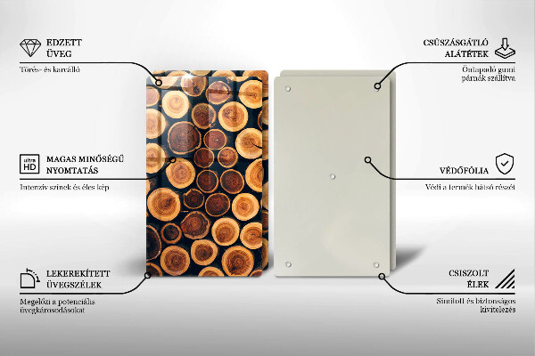 Kuchynská doska veľká zo skla Drevené pne stromov