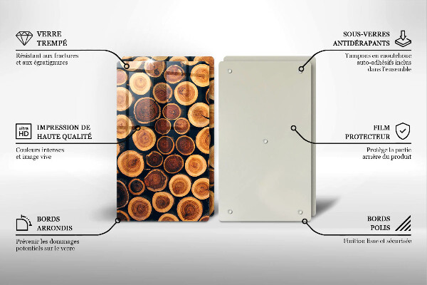 Kuchynská doska veľká zo skla Drevené pne stromov