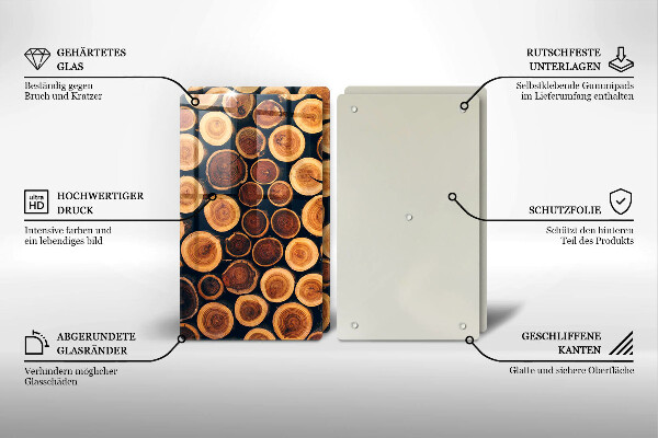Kuchynská doska veľká zo skla Drevené pne stromov