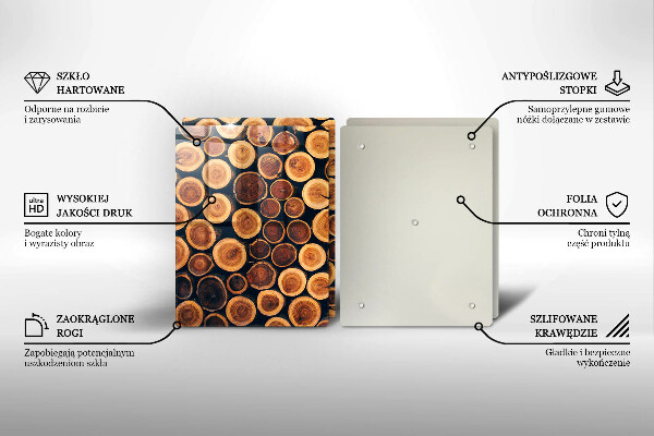 Kuchynská doska veľká zo skla Drevené pne stromov
