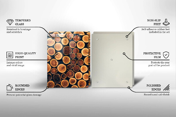 Kuchynská doska veľká zo skla Drevené pne stromov