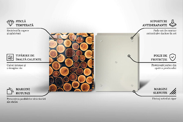 Kuchynská doska veľká zo skla Drevené pne stromov