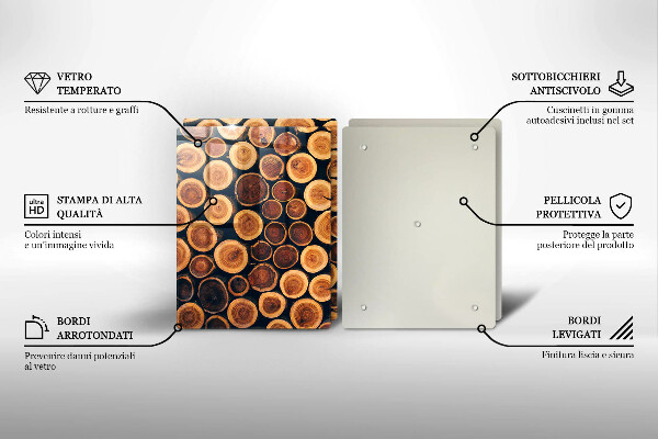 Kuchynská doska veľká zo skla Drevené pne stromov