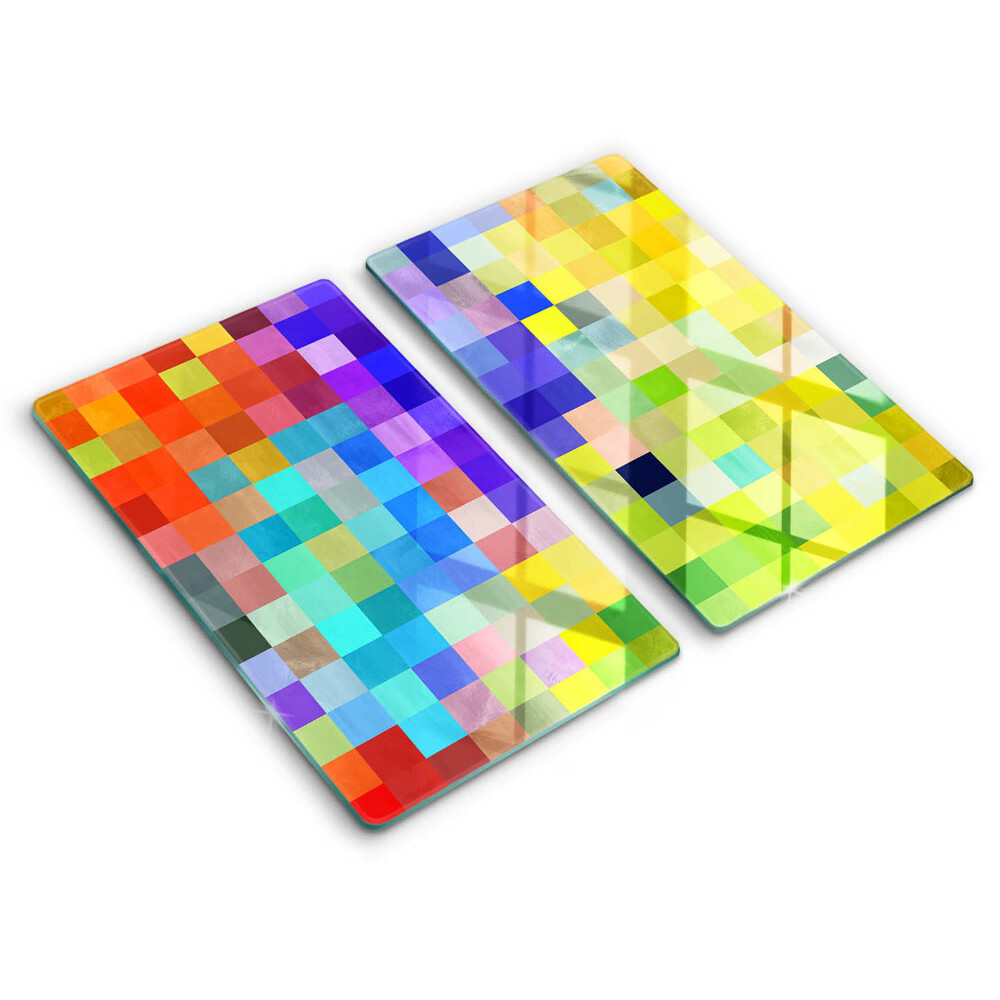 Kuchynská doska veľká zo skla Farebné pixelové štvorce