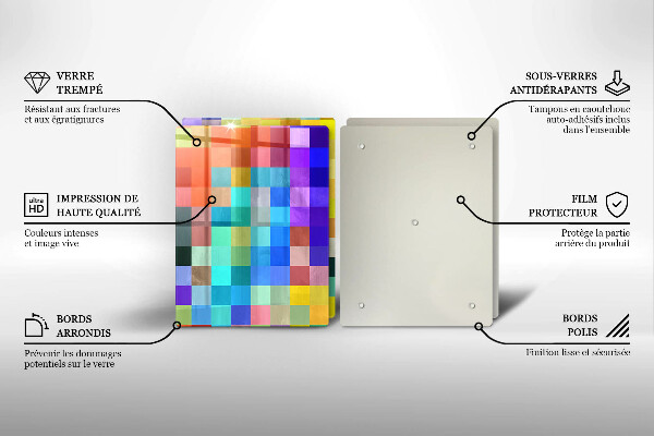 Kuchynská doska veľká zo skla Farebné pixelové štvorce