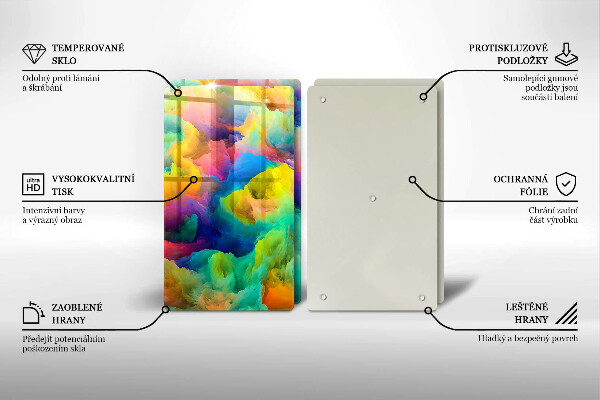 Kuchynská doska veľká zo skla Farebná abstrakcia