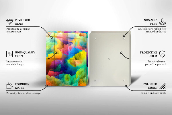 Kuchynská doska veľká zo skla Farebná abstrakcia