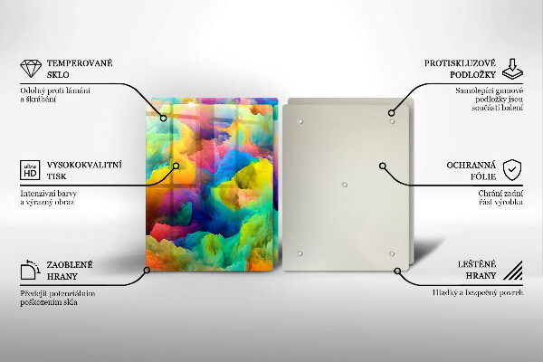 Kuchynská doska veľká zo skla Farebná abstrakcia