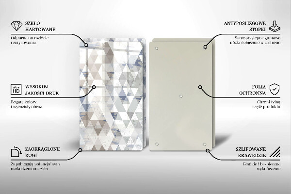 Kuchynská doska veľká zo skla Vzor trojuholníkov