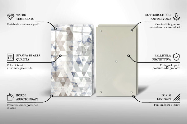 Kuchynská doska veľká zo skla Vzor trojuholníkov