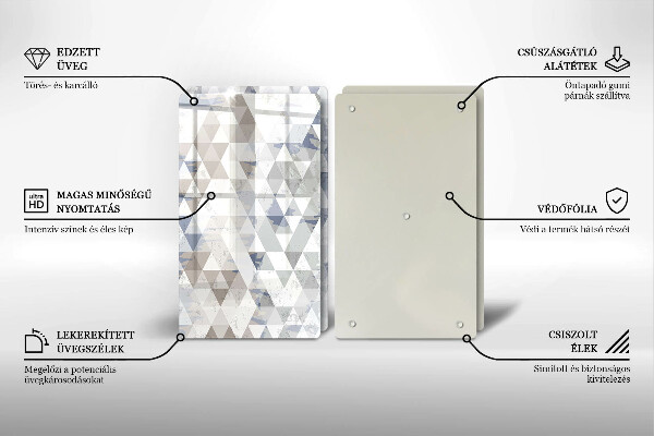 Kuchynská doska veľká zo skla Vzor trojuholníkov