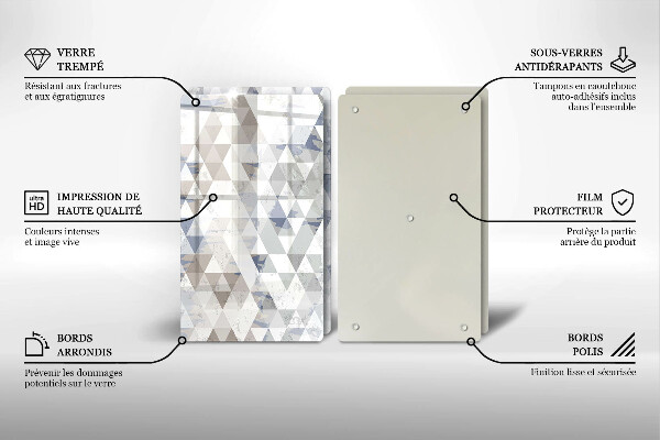 Kuchynská doska veľká zo skla Vzor trojuholníkov