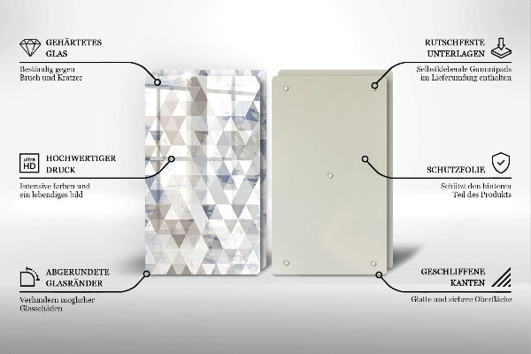 Kuchynská doska veľká zo skla Vzor trojuholníkov