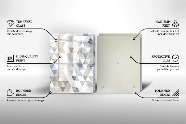 Kuchynská doska veľká zo skla Vzor trojuholníkov