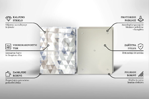 Kuchynská doska veľká zo skla Vzor trojuholníkov