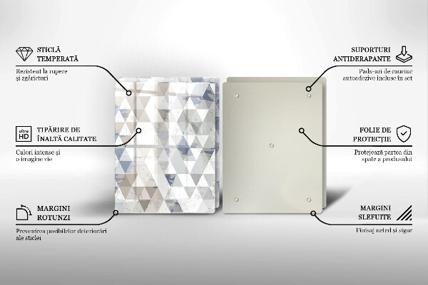 Kuchynská doska veľká zo skla Vzor trojuholníkov