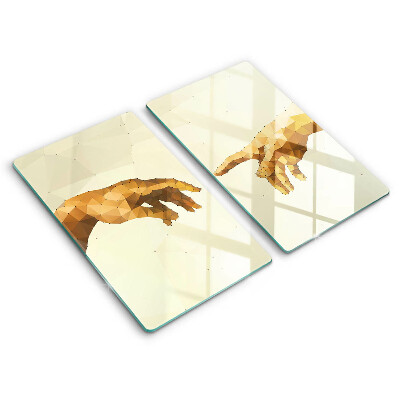 Kuchynská doska veľká zo skla Stvorenie Adamových rúk