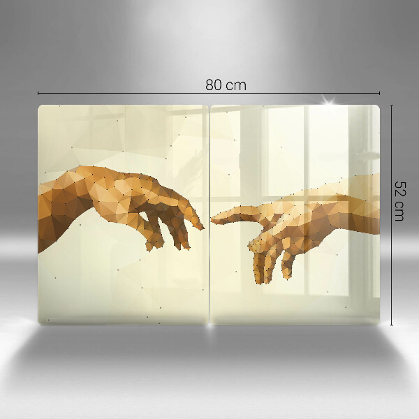 Kuchynská doska veľká zo skla Stvorenie Adamových rúk