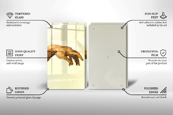 Kuchynská doska veľká zo skla Stvorenie Adamových rúk