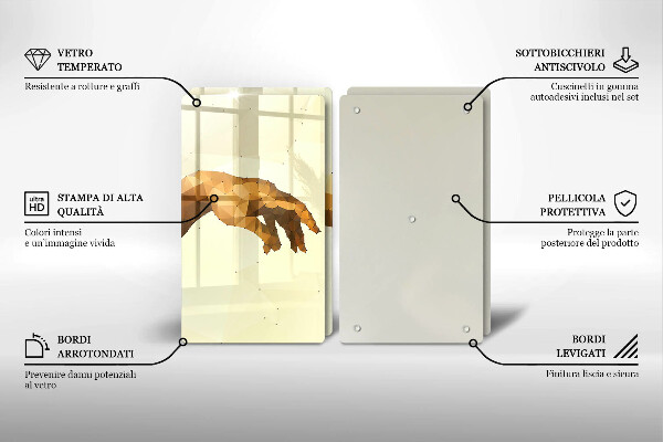 Kuchynská doska veľká zo skla Stvorenie Adamových rúk