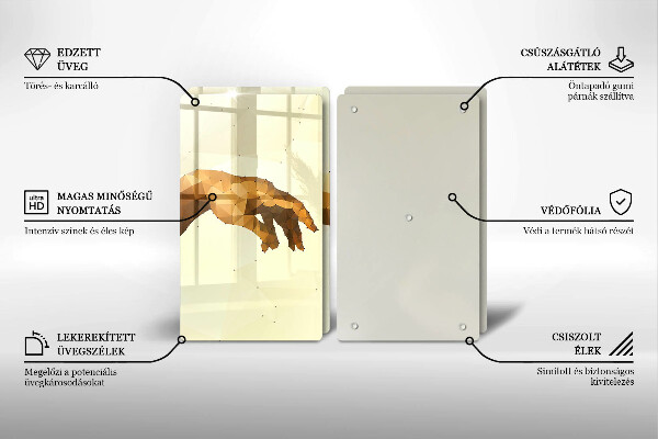 Kuchynská doska veľká zo skla Stvorenie Adamových rúk