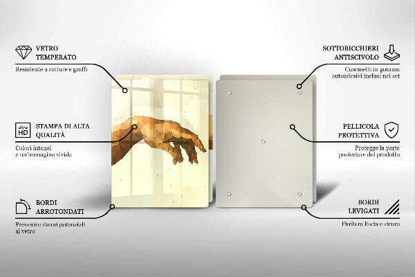 Kuchynská doska veľká zo skla Stvorenie Adamových rúk